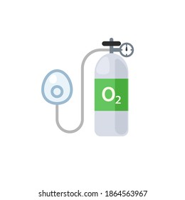 Medical oxygen tank with oxygen mask icon. Clipart image isolated on white background.