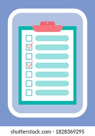 Medical paper list with targets and check mark icons, goals logotype. Board with lines, clinic article sign, hospital element, science document vector