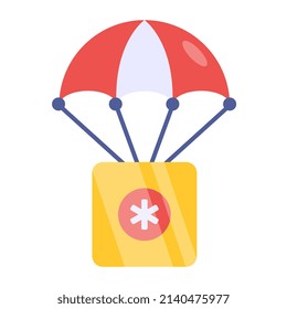 Icono de paracaídas médico, vector modificable