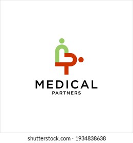 Medical Partners Logo,with Letter P And Cross Health Vector Design