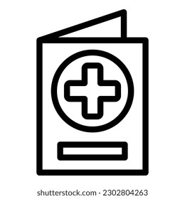 Vector de contorno de icono de pase médico. Salud de pasaporte. Vacuna covita