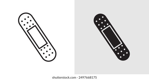 Medical patch icon Black line art vector logo set