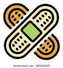 Medical patch icon. Outline medical patch vector icon color flat isolated