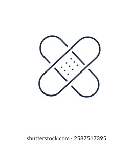 Medical patch icon vector in line stroke on white background