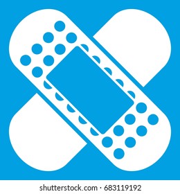 Medical patch icon white isolated on blue background vector illustration