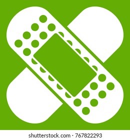 Medical patch icon white isolated on green background. Vector illustration
