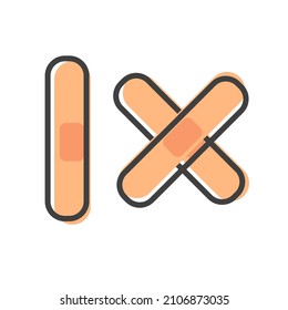 Medical patch linear icon. First aid band plaster strip. Flat design medical patch icon. Vector illustration.