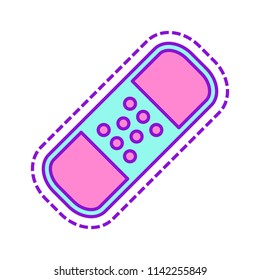 medical patch, simple icon. Colored sketch with dotted border on white background