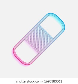medical patch, simple icon. Colored logo with diagonal lines and blue-red gradient. Neon graphic, light effect