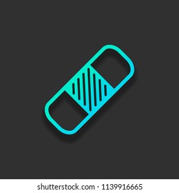 medical patch, simple icon. Colorful logo concept with soft shadow on dark background. Icon color of azure ocean