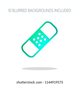 medical patch, simple icon. Colorful logo concept with simple shadow on white. 10 different blurred backgrounds included