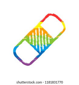 medical patch, simple icon. Drawing sign with LGBT style, seven colors of rainbow (red, orange, yellow, green, blue, indigo, violet