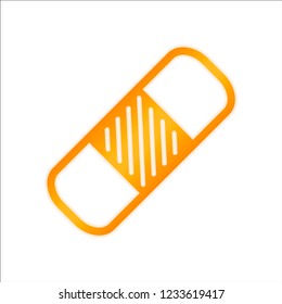medical patch, simple icon. Orange sign with low light on white background