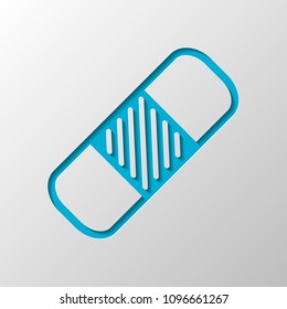 medical patch, simple icon. Paper design. Cutted symbol with shadow