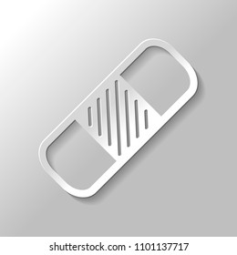 medical patch, simple icon. Paper style with shadow on gray background
