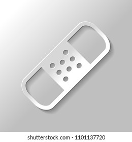 medical patch, simple icon. Paper style with shadow on gray background