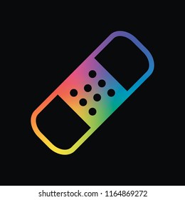 medical patch, simple icon. Rainbow color and dark background