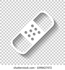 medical patch, simple icon. White icon with shadow on transparent background