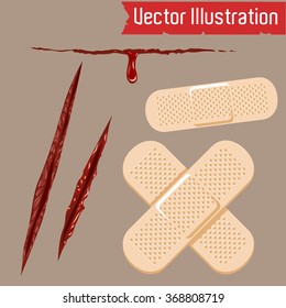 Medical patch wounds. Vector illustration.