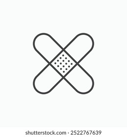 Medical patchline in Thin line black color. flat simple vector symbols illustration.