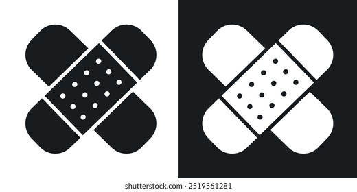 Medical patchline vector icon set in solid and outline style.