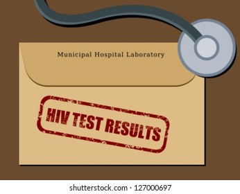 Medical patient file folder - HIV test results in an envelope. Healthcare concept.