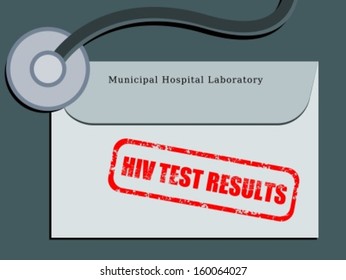 Medical patient file folder - HIV test results in an envelope. Healthcare concept.