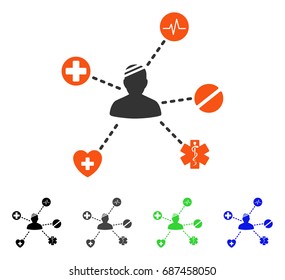 Medical Patient Relations flat vector icon. Colored medical patient relations gray, black, blue, green pictogram versions. Flat icon style for graphic design.