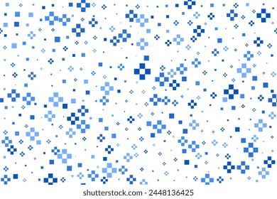 Medical pattern with abstract pluses. Vector healthcare background with blue crosses. Pixelated math symbol texture. Seamless illustration.