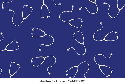 Medical pattern background. Stethoscope icons in the backdrop. Vector illustration of repeated business texture for healthcare clinical industry.