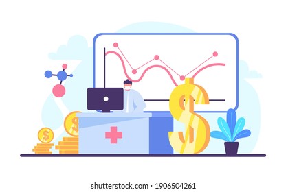 Ilustración del concepto de vector de pago médico