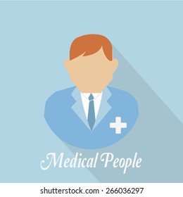medical people, flat illustration,over blue  color background