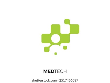 medical with people logo. health technology connection vector design template	
