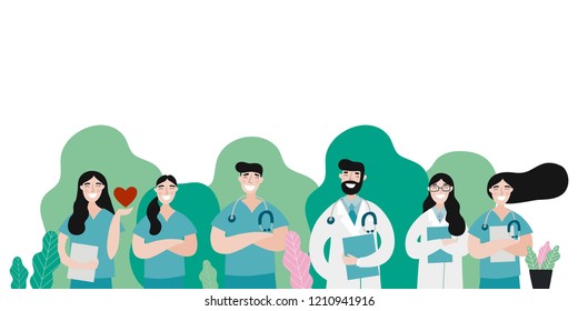 Medical people profession modern vector illustration. Doctor and hospital cartoon vector print.