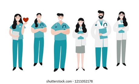 Medical People Profession Modern Vector Illustration. Doctor And Hospital Cartoon Vector Print.