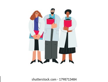 Medical people profession modern vector illustration. Doctor and hospital cartoon vector print.