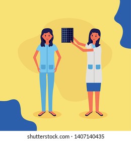 medical people staff female doctor nurse vector illustration