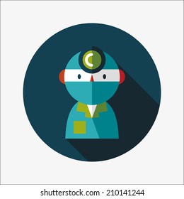 medical people with stethoscopes flat icon with long shadow