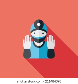 medical people with stethoscopes flat icon with long shadow