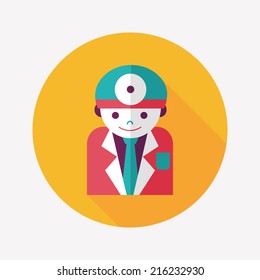 medical people with stethoscopes flat icon with long shadow