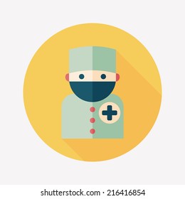 medical people with stethoscopes flat icon with long shadow