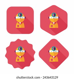 medical people with stethoscopes flat icon with long shadow