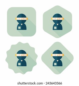 medical people with stethoscopes flat icon with long shadow