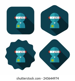 medical people with stethoscopes flat icon with long shadow