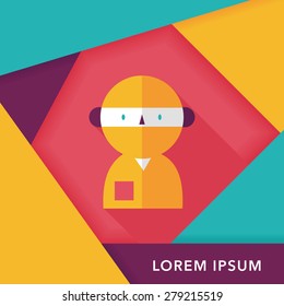 medical people with stethoscopes flat icon with long shadow