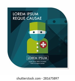 medical people with stethoscopes flat icon with long shadow, eps10