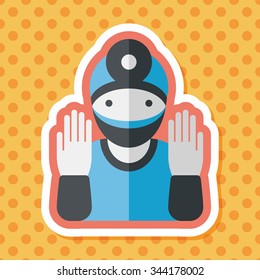 medical people with stethoscopes flat icon with long shadow