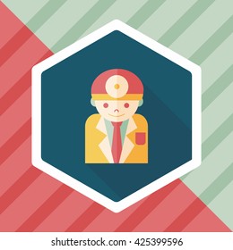 medical people with stethoscopes flat icon with long shadow,eps10