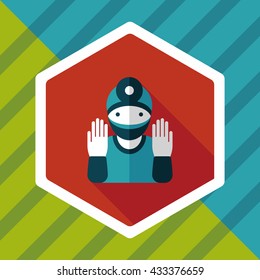 medical people with stethoscopes flat icon with long shadow