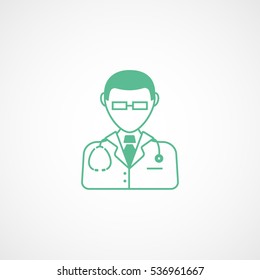 Medical Person Man Green Flat Icon On White Background